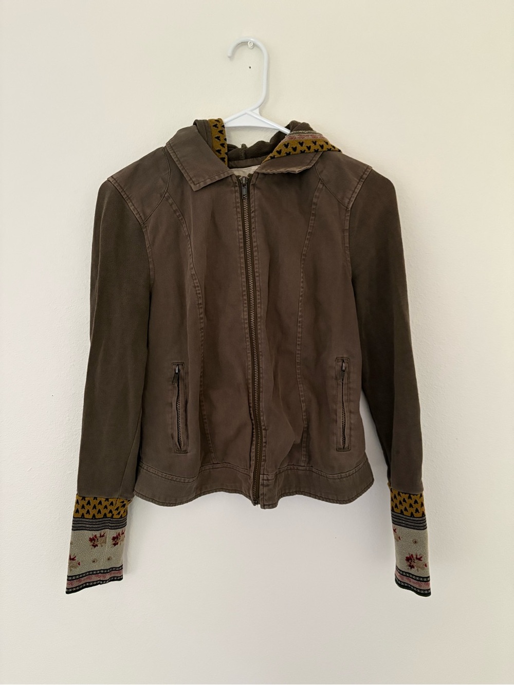 Anthropologie White Crow Hooded Cotton Utility Army Green Jacket Women’s SMALL